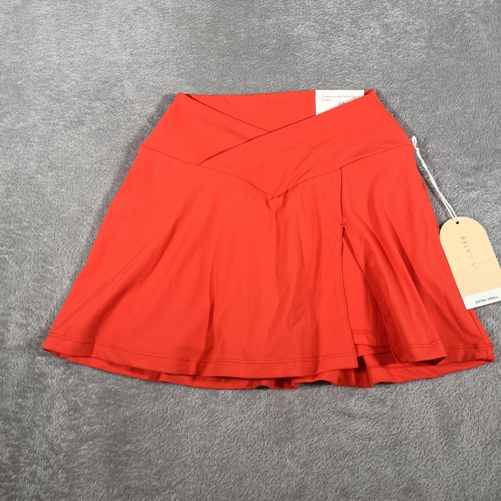Blogilates Skirt Womens XS Spicy Coriander Crisscross 15" Built-In Shorts Skort